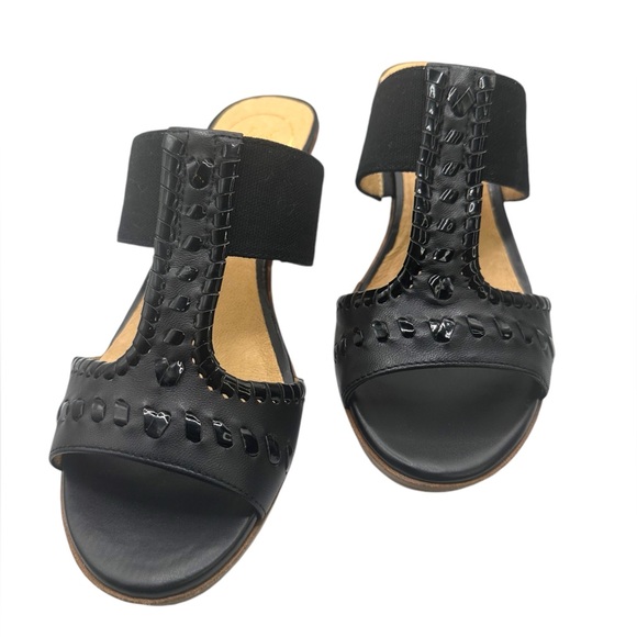 Jack Rogers Nora Wedge Sandal Black Women's Size 7.5 EUC - Picture 2 of 11